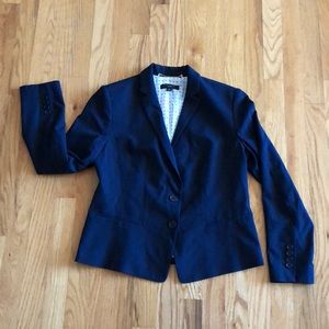 Ann Taylor Petite Career 2 Button Navy Blazer 8P